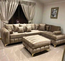 Load image into Gallery viewer, Chanel L shaped couch + Free ottoman R9500 Sahara Africa Furnitures