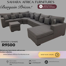 Load image into Gallery viewer, Grande u shaped couch + ottoman R9500