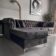 Load image into Gallery viewer, Lester Fabric Couch + Fabric Panel Headboard Sahara Africa Furnitures