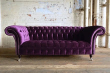 Load image into Gallery viewer, Three Seater Full Buttoned Seat Chesterfield
