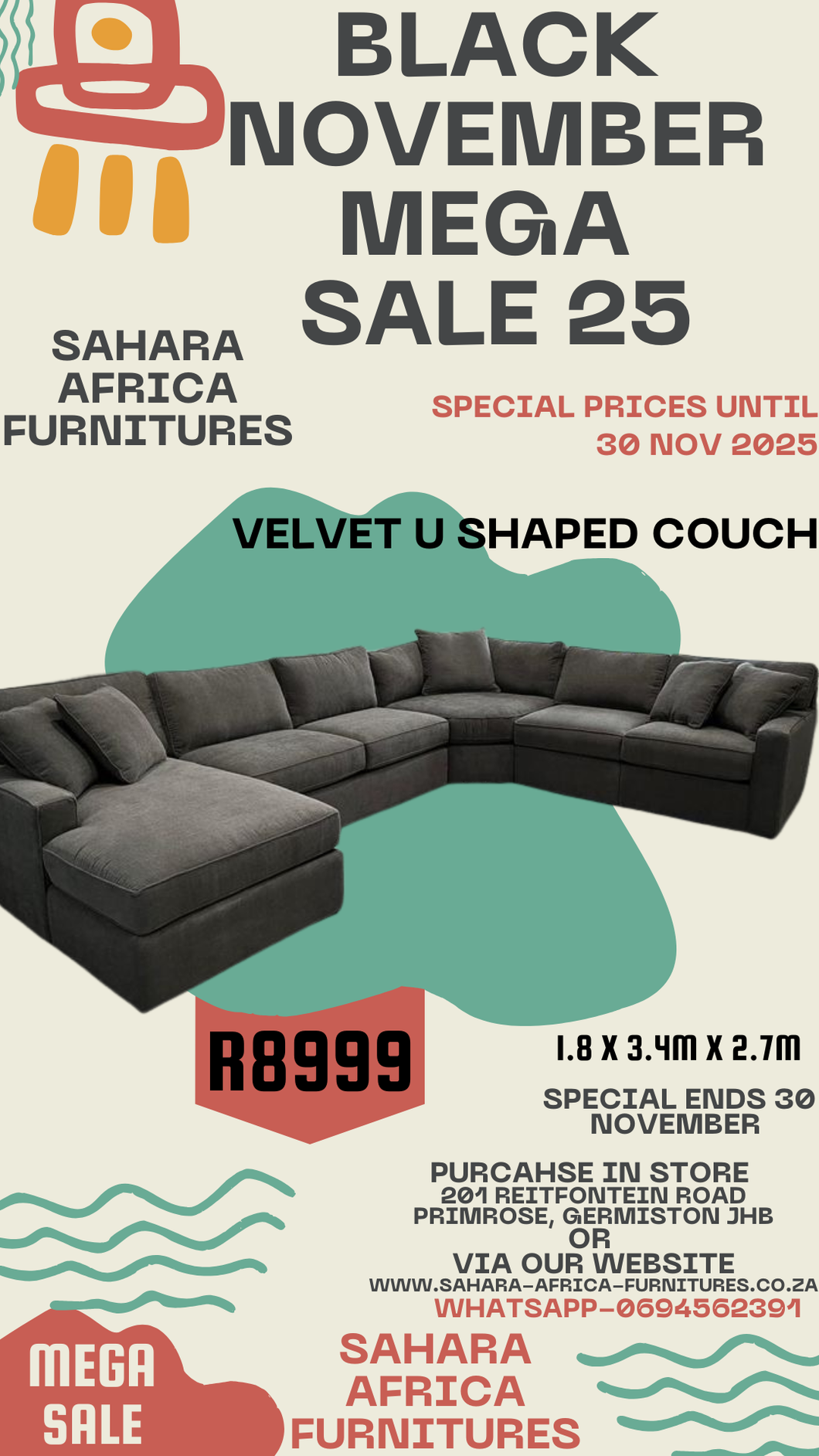 Velvet Grande u shape R8999
