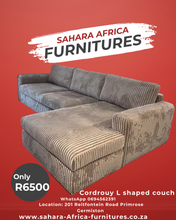 Load image into Gallery viewer, Cordrouy L shaped couch
