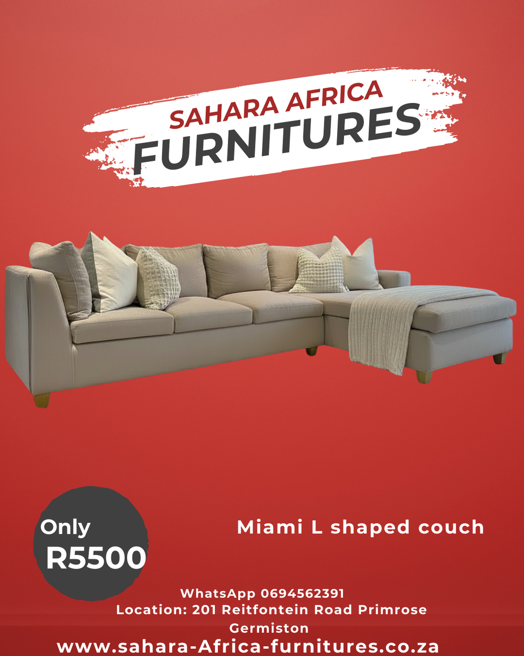 Big miami couch Bestseller R5500 – Sahara Africa Furnitures