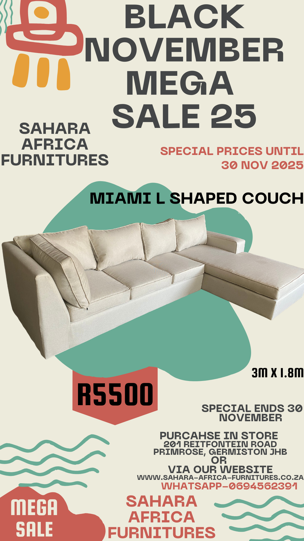 Big miami couch Bestseller R5500
