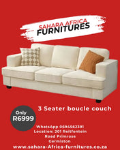 Load image into Gallery viewer, Three seater boucle couch Sahara Africa Furnitures
