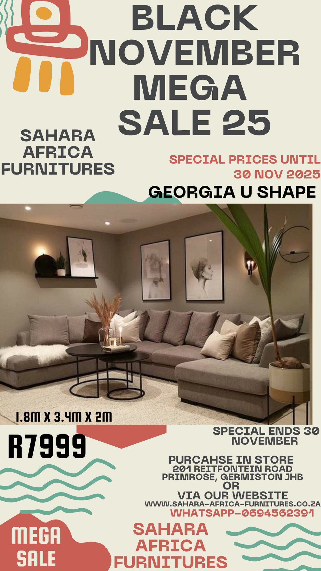 Georgio U shaped couch