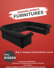 Load image into Gallery viewer, Big U shape chesterfield couch
