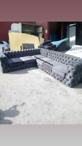 Full buttoned Chesterfield Corner Couch