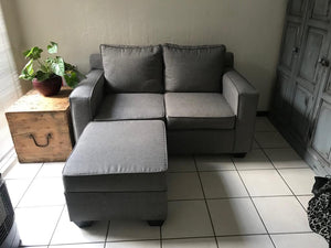 Two seater couch with ottoman hotsell