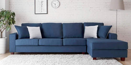 Blue l sales shaped sofa